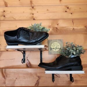 Calvin Klein Greenwich Black Leather Brogue Wingtip Oxford Dress Shoes Sz 10.5 M